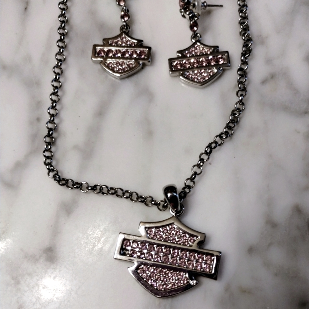 Harley Davidson necklace and earrings